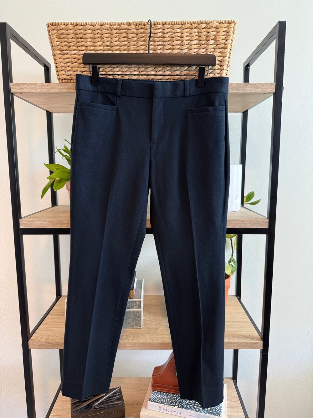 Banana Republic Jackson Fit Navy Mid-Rise Ankle Woven Career Dress Pant Trouser,